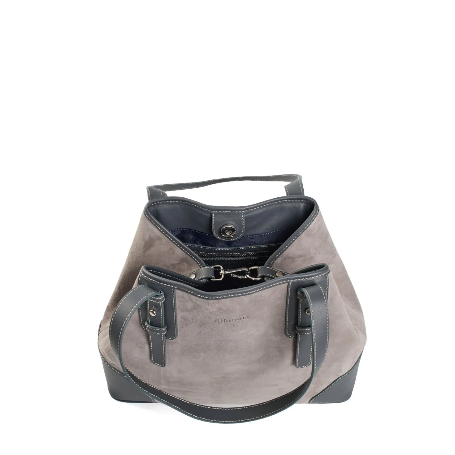 TOTE BAG MIDI GRIGIA In suede e pelle