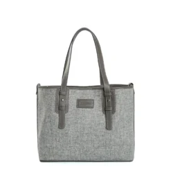 TOTE BAG MIDI GRIGIO CHIARO In lana e pelle