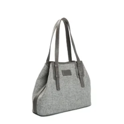 TOTE BAG MIDI GRIGIO CHIARO In lana e pelle