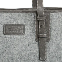 TOTE BAG MIDI GRIGIO CHIARO In lana e pelle