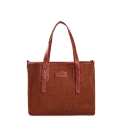 TOTE BAG MIDI MARRONE CHIARO In lana e pelle