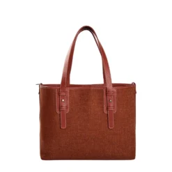 TOTE BAG MIDI MARRONE CHIARO In lana e pelle