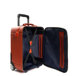 TROLLEY SEMIRIGIDO ARANCIONE In pelle martellata