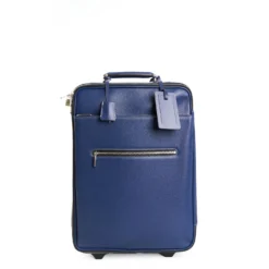 TROLLEY SEMIRIGIDO BLU In pelle martellata
