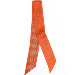 TWILLY IN SETA ARANCIONE Greek key floral