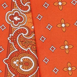 TWILLY IN SETA ARANCIONE Greek key floral