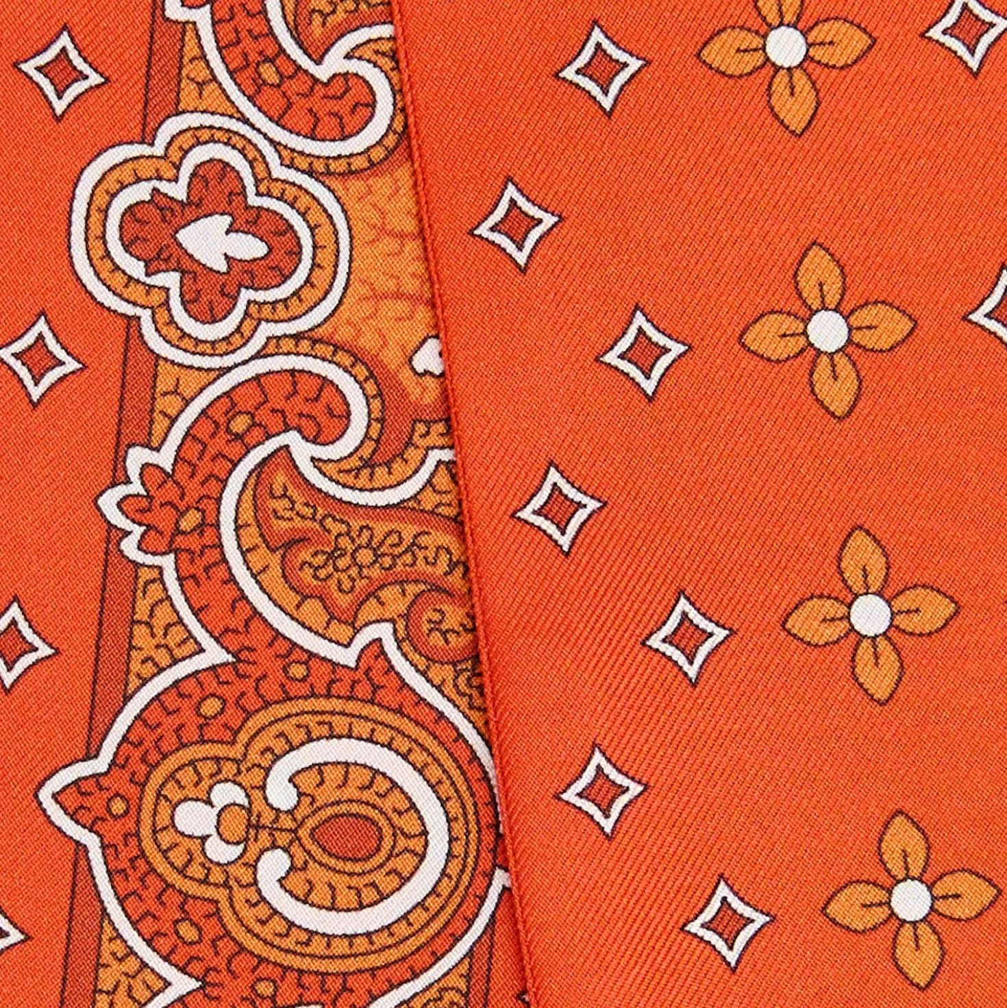 TWILLY IN SETA ARANCIONE Greek key floral