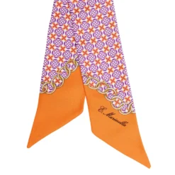 TWILLY IN SETA ARANCIONE Microfantasia fiore