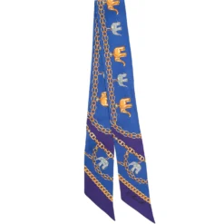 TWILLY IN SETA BLU Elefanti portafortuna