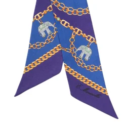TWILLY IN SETA BLU Elefanti portafortuna