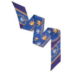 TWILLY IN SETA BLU Elefanti portafortuna