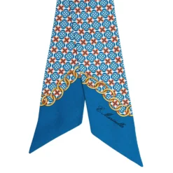 TWILLY IN SETA BLU MEDIO Microfantasia fiore