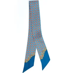 TWILLY IN SETA BLU MEDIO Microfantasia fiore