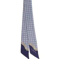 TWILLY IN SETA BLU SCURO Microfantasia fiore
