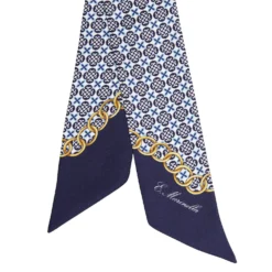 TWILLY IN SETA BLU SCURO Microfantasia fiore
