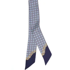 TWILLY IN SETA BLU SCURO Microfantasia fiore