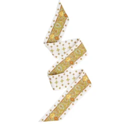 TWILLY IN SETA GIALLO Greek key floral